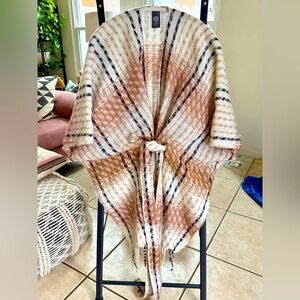 Vince Camuto Twill Striped Tie Waist Ruana